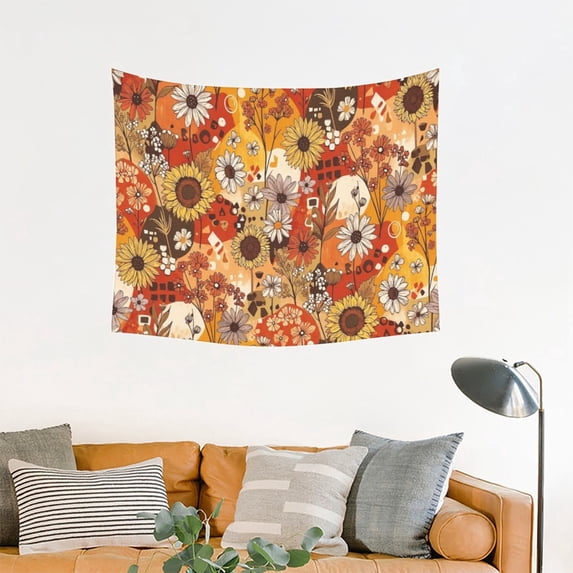 Vintage Tapestry Wall Hanging, Boho Sunflower Tapestries for Dorm Living Room Bedroom Decor,Boho Wall Art,Sofa Cover,Photo Background,40"x30"