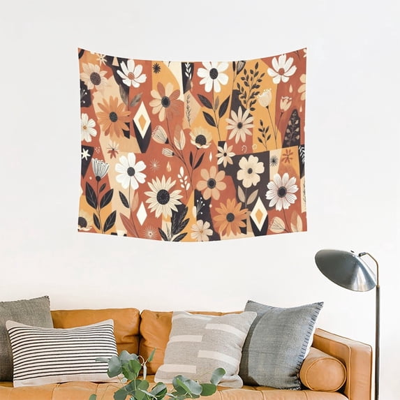 Vintage Tapestry Wall Hanging, Boho Sunflower Tapestries for Dorm Room Decor, Boho Wall Art,Bed Throw,Sofa Cover,60"x40"