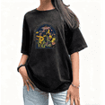 thumbnail image 1 of Boho Wildflower Nature Print Tshirt Graphic Tees Black Shirts S-2XL Water Washed Tops, 1 of 5