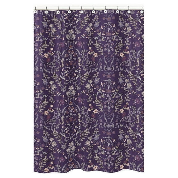 Boho Wildflower Vintage Floral Girl Fabric Shower Curtain Bathroom Decor Bath Baby Kids Teen Childrens 72x72 Lavender Teal Botanical Garden Bohemian Farmhouse Cottagecore