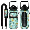 thumbnail image 1 of Boho Wildflowers 64 Oz Half Gallon Water Bottle with Sleeve - BPA Free Leakproof Sport Large Plastic Water Bottle with Straw &Time Marker&Insulated Neoprene Holder Carrier Bag Gift for Women Men, 1 of 5