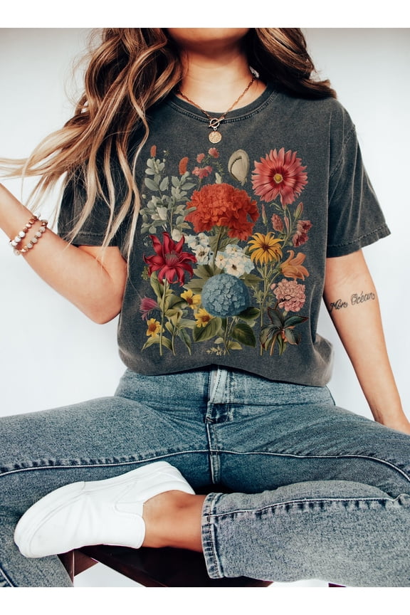 Boho Wildflowers Cottagecore Shirt, Gift For Her, Whimsigoth , Plant Shirts,Floral Shirt, Gift For Women