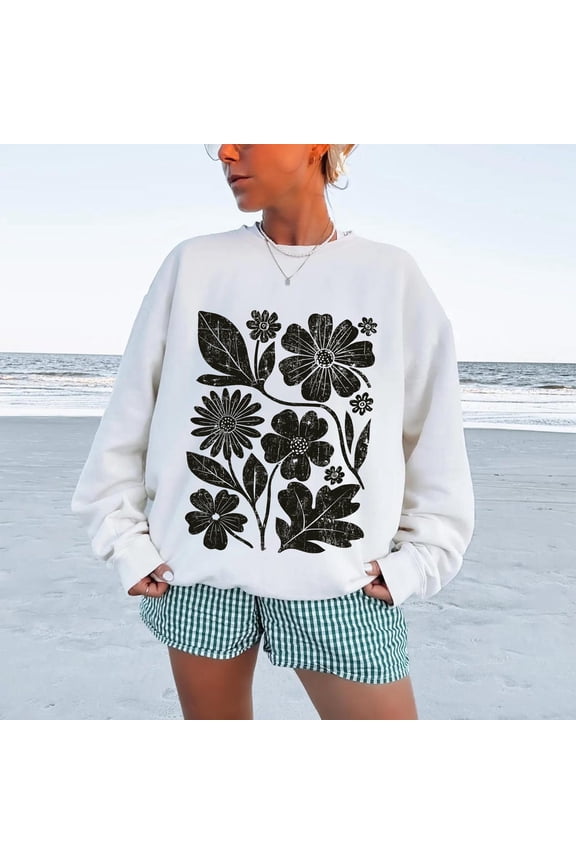 Boho Wildflowers Distressed Floral Market Soft Goth Sweatshirt All size S-3XL