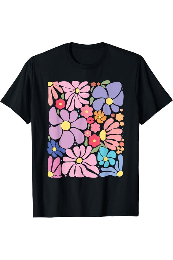 Boho Wildflowers Floral Nature Flower For Women Nature Lover T-Shirt- Classic Vintage floral shirt Unisex 100% Cotton Crew Neck T-Shirt Breathable Casual Everyday Wear Affordable Graphic Soft Cheap t