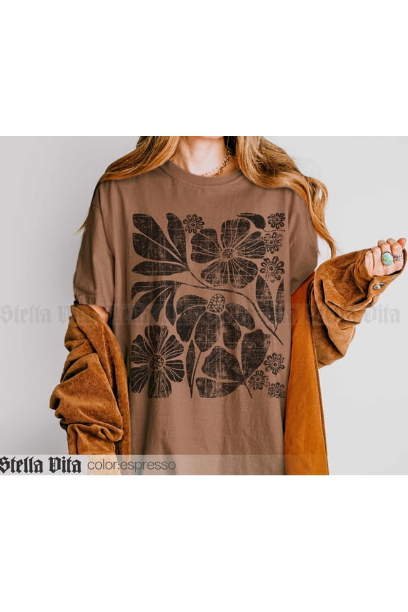 Boho Wildflowers Shirt, Distressed Flowers Tshirt, Matisse Floral Graphic Shirt, Flower Market, Soft Goth Fairy Core