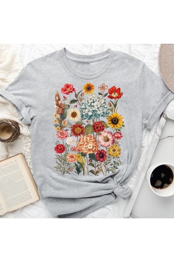 Boho Wildflowers Shirt, Retro Wildflowers Shirt, Plant Shirt, Botanical Shirt, Fairycore S
