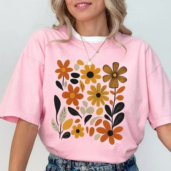 Boho Wildflowers Tee, Floral T shirt, Cottage Core Flowers Shirt, Womens Floral Graphic Tee, Floral Shirt, Botanical Shirt