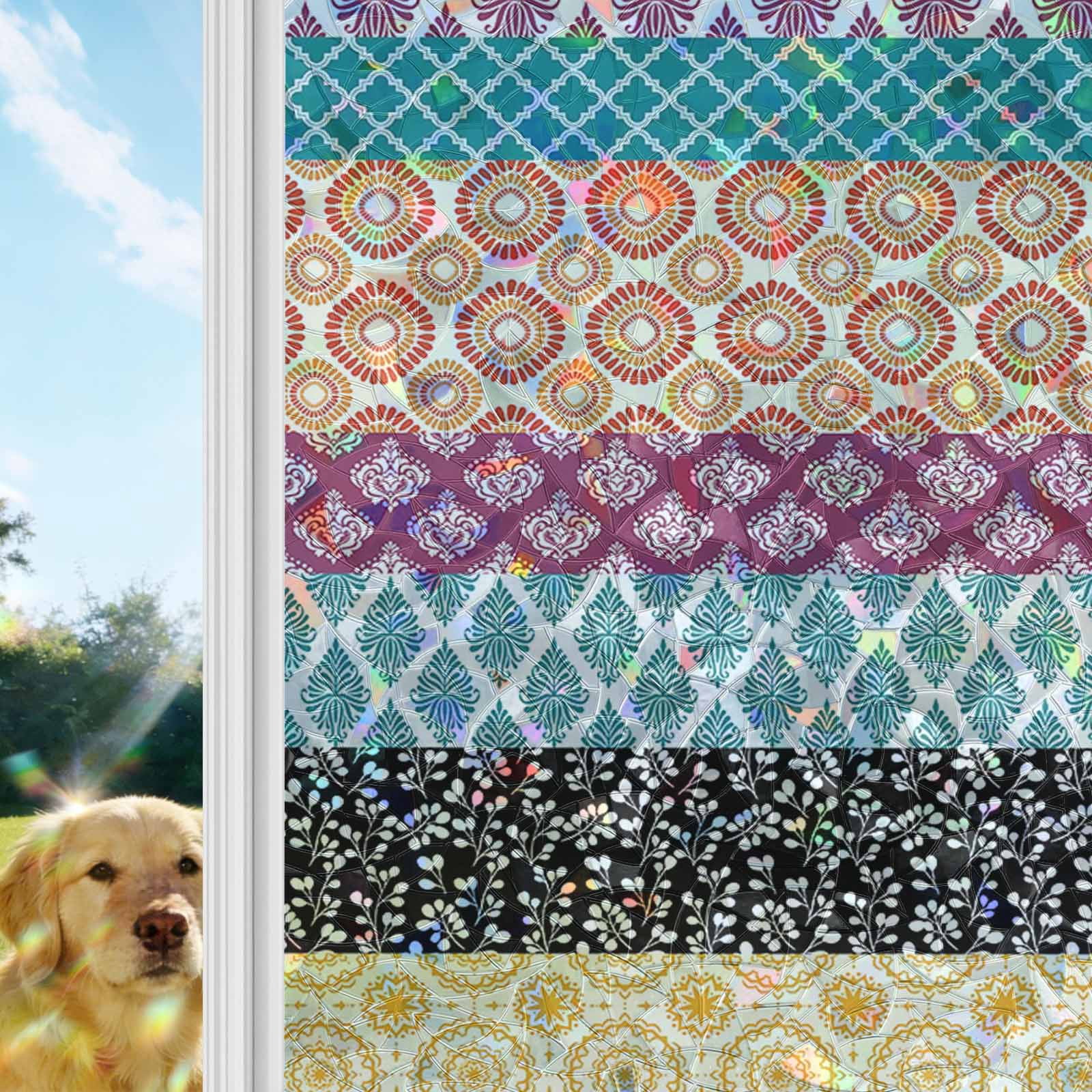 Boho Window Privacy Film Stain Glass,Reusable Decorative Rainbow Window ...