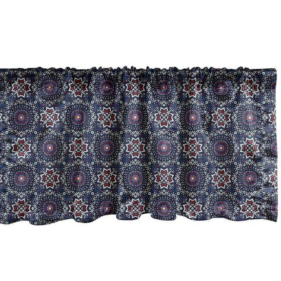 Ambesonne Boho Window Valance, Mediterranean Motifs, 54" X 12", Indigo Multicolor