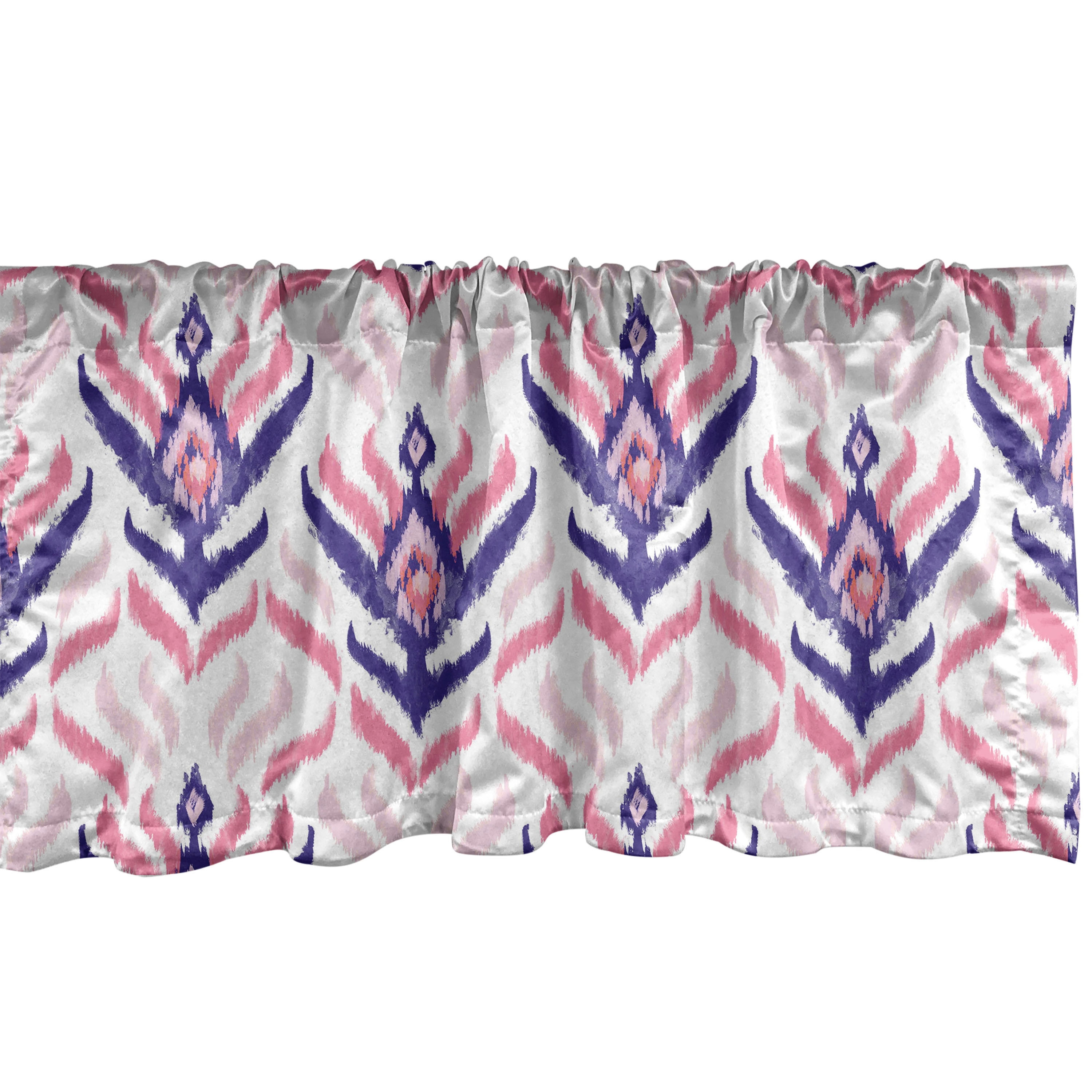 Boho Window Valance, Watercolor Ornament Ikat Pattern of Modern Colors ...