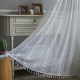 thumbnail image 1 of Boho Windows Sheer Curtains Crochet Lace Curtains with Tassels Window Curtains Panel for Living Room Bedroom, 1 of 6