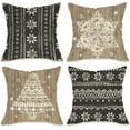 thumbnail image 1 of Boho Winter Snowflake Decorative Throw Pillow Covers 18 x 18 Set of 4, Bohemian Brown Abstract Christmas Tree Porch Patio Outdoor Pillowcase, Farmhouse Rustic Sofa Cushion Case Home Decor, 1 of 6