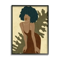 Boho Woman Botanical Leaf Botanical & Floral Graphic Art Black Framed Art Print Wall Art