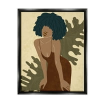 Boho Woman Botanical Leaf Botanical & Floral Graphic Art Jet Black Framed Art Print Wall Art