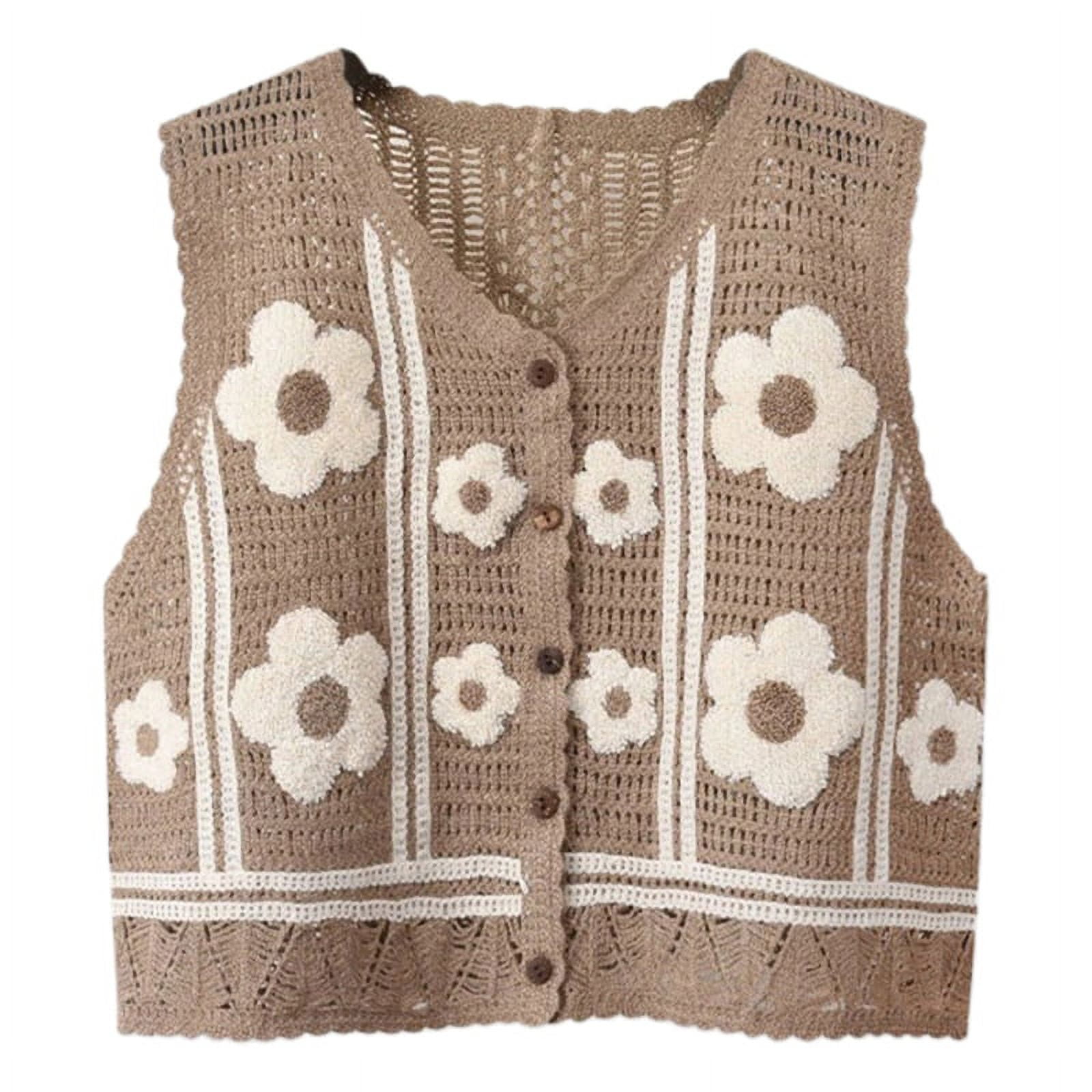 上品なブランド Boho-Women-Crochet-Knit-Vest- トップス