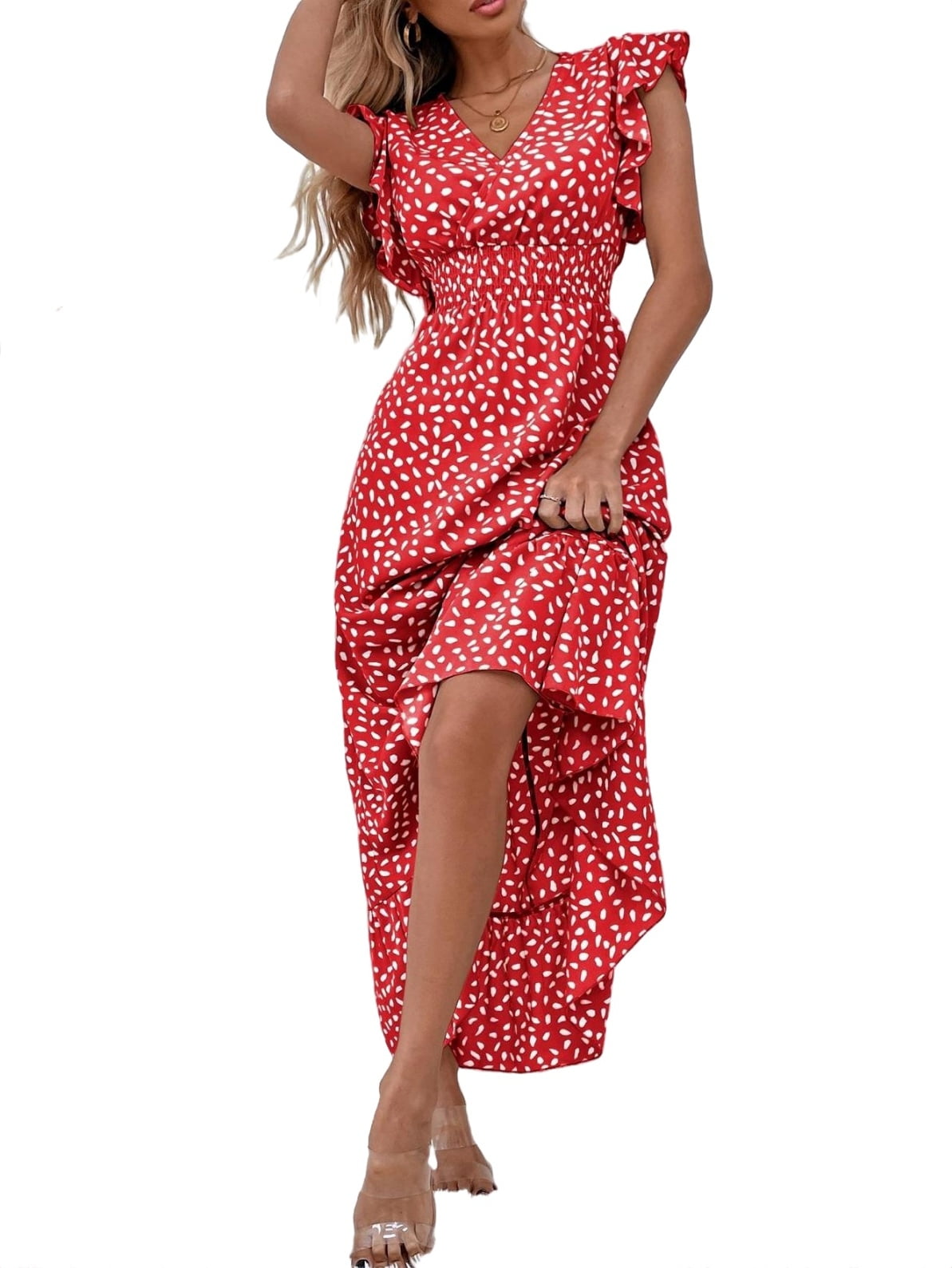 Sexy Geometric Print Flounce Asymmetrical Printing V Neck Beach Dresses Sexy Geometric Print Flounce Asymmetrical Printing V Neck Beach Dresses
