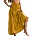 thumbnail image 1 of Boho Women's Long Skirts Summer Elastic High Waisted Casual Full Skirts Dresses with Pockets for Women Beach Fashion Yellow L, 1 of 9