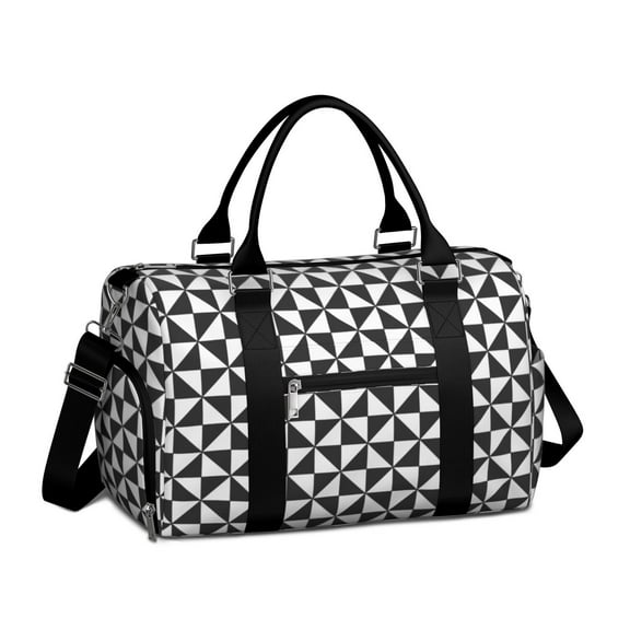 Boho Womens Gym Tote Duffle Bag with Wet Pocket & Shoe Compartment, Checkered Travel Duffel Bag Overnight Weekender Hospital Tote Mens Workout Carry on Bag with Luggage Sleeve