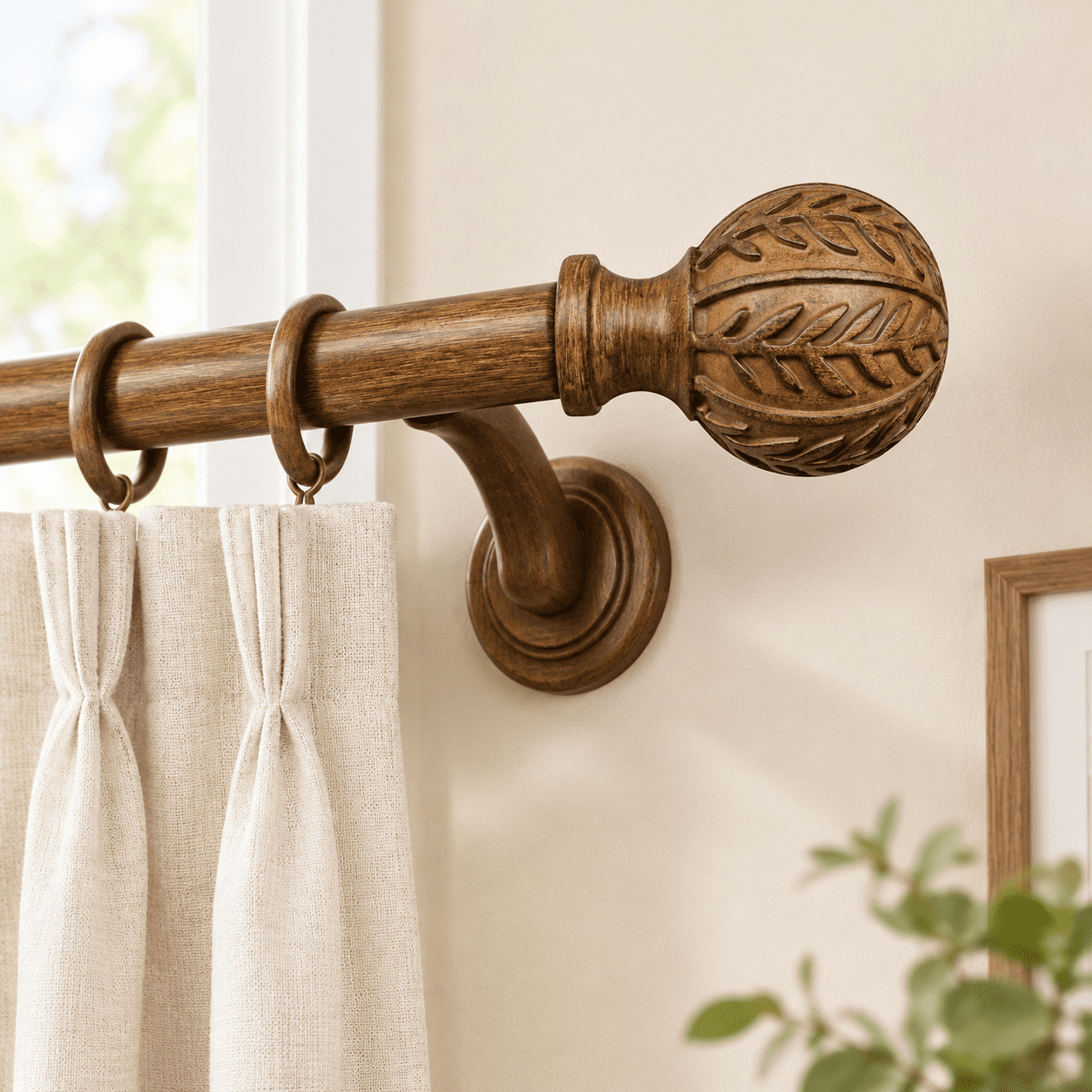 Window Grill Rods Boho Wood Curtain Rods For Windows 66 To 120 Inch 1