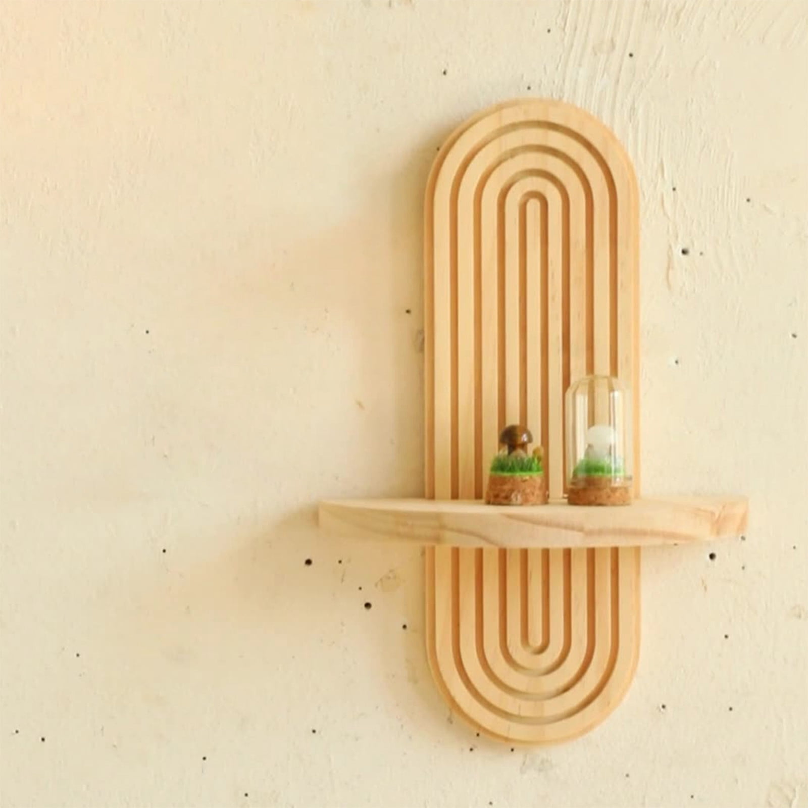 Gallery Detail: Boho Wooden Wall Shelf Sturdy Rustic Design 2 Tier Display
