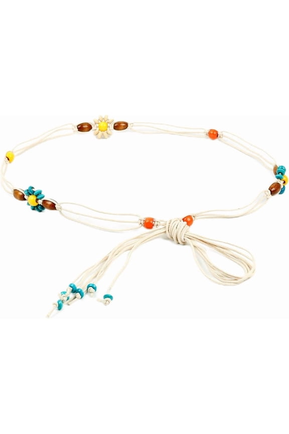 Boho Woven Hemp Rope Waist Chain for Women - Bohemian Style Thin Waist Belt Accessory for Dresses Skirts Pants