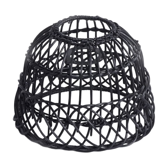 Boho Woven Pendant Light Shade, Handmade Rattan Lampshade for Ceiling Lamp, Natural Cane Hanging Light Cover for Kitchen Island Bedroom Decor 6x8 inch Black