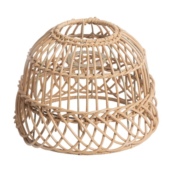 Boho Woven Pendant Light Shade, Handmade Rattan Lampshade for Ceiling Lamp, Natural Cane Hanging Light Cover for Kitchen Island Bedroom Decor 6x8 inch Yellow