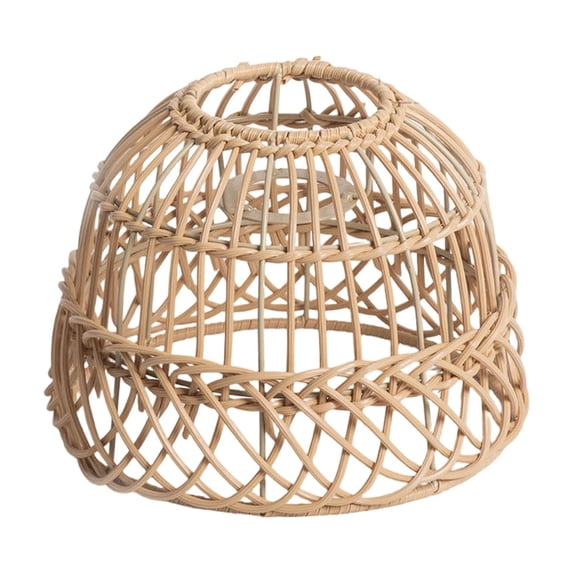 Boho Woven Pendant Light Shade, Handmade Rattan Lampshade for Ceiling Lamp, Natural Cane Hanging Light Cover for Kitchen Island Bedroom Decor 6x8 inch Yellow