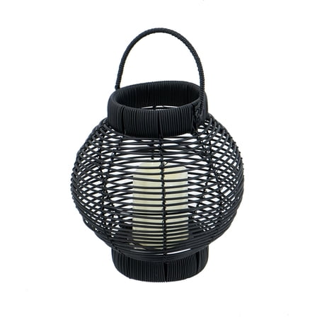 Boho Woven Rattan & Bamboo Lanterns with White LED Candle, Decorative Candle Lanterns with Handle for Indoor & Outdoor, Patio, Garden, Tabletop & Weddings