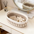 thumbnail image 1 of Boho Woven Rope Storage Basket for Makeup, Perfume and Bathroom Countertop Organization, Macrame Decorative Desk and Bedroom Organizer, 1 of 6