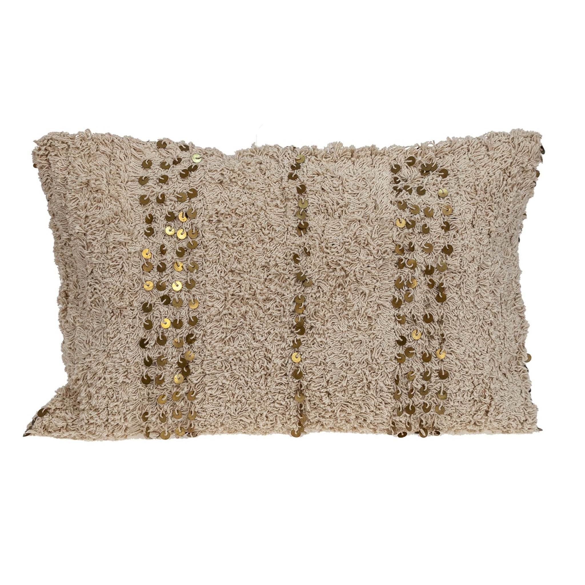 Boho Woven Shaggy Sequin Throw Pillow