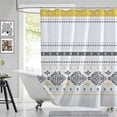 thumbnail image 1 of Boho Yellow Farmhouse Shower Curtain Set Modern Geometric Tribal Moroccan Bath Curtain Grey Paisley Pattern Bathroom Curtain Water Repellent Polyester Fabric for Bathroom 12 Hooks 72x72 in, 1 of 1