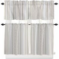 thumbnail image 1 of Boho Yellow Kitchen Curtains and Valances Set, Rod Pocket Curtains Tier Farmhouse Window Curtains 36 Inch Length, Abstract Stripes Geometric Plaids Dots Retro 3 Piece Kitchen Curtains Set, 1 of 6