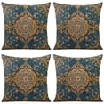 thumbnail image 1 of Boho Yellow Pattern Linen Ethnic Design Farmhouse Throw Pillow Covers 18 X 18 Inch, Set Of 4, Linen Study Sofa Cushion Cover Indoor Living Room Home Decor, 1 of 5