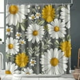 Boho Yellow and White Daisy Floral Shower Curtain Grey Background