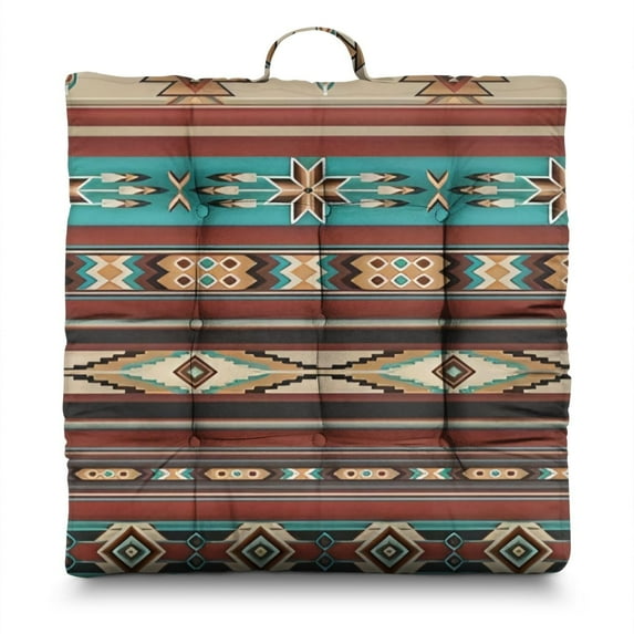 Boho Yoga Floor Cushion 22in, Square Dutch Velvet Meditation Pillow for Relaxing, Reading and Décor