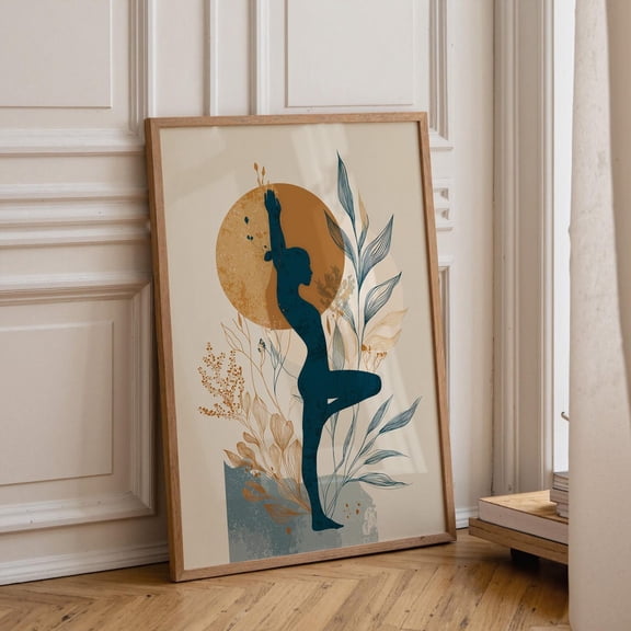 Boho Yoga Tree Pose Wall Art Print, Unframed Paper Poster 8x10in