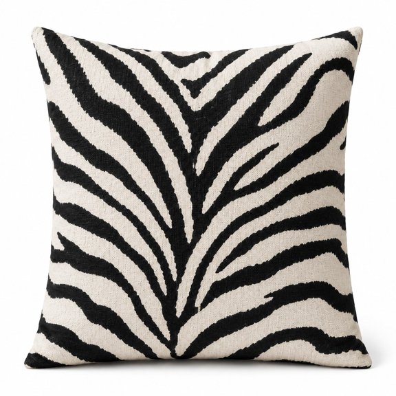 Boho Zebra Print Pillow Cover, 1-Sided Decorative Cushion Cover