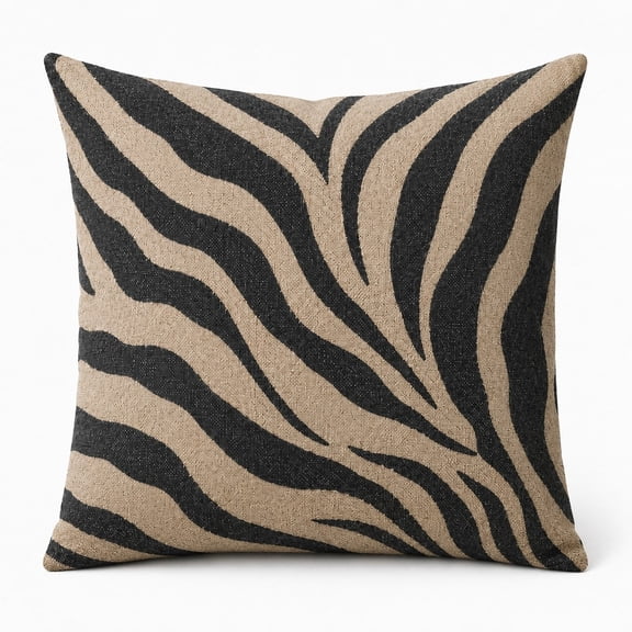 Boho Zebra Stripe Throw Pillow Cover, One-Sided Print Decorative Cushion Cover