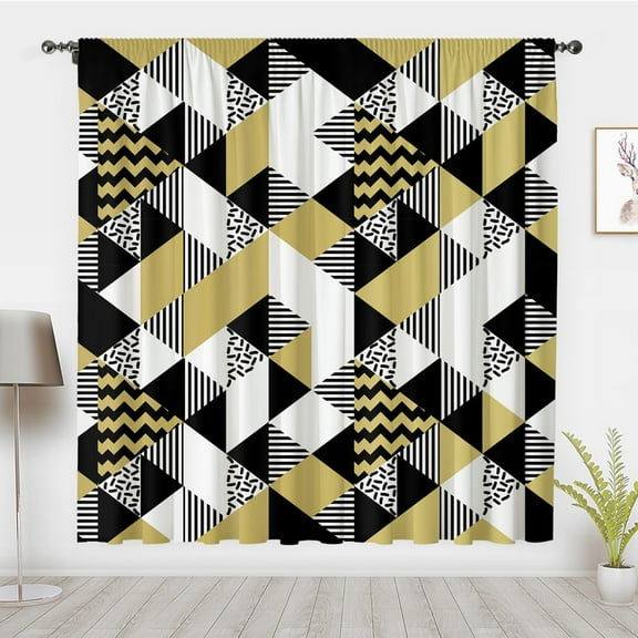 Boho art Window Curtains, Abstract Geometric Pattern Window Treatment Blackout Curtain, For Office Bedroom Bar Divide Privacy Decor(Rod Pocket)
