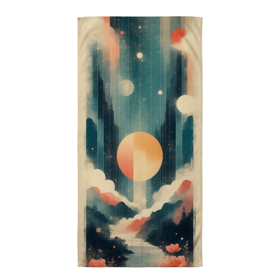 Boho beach towels A painting of a sunset over a lake with flowers in the foreground beaxh towels towels large large microfiber towel pool towles
