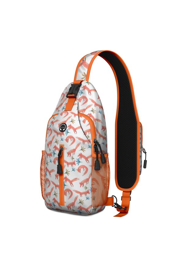 Boho dog aesthetic Dogs and hearts pattern Dogs and flowers print Print Sling Backpack Anti-theft Travel Bag, Multiple Compartments, Lightweight and Durable, Fashionable appearance, Ideal for city wal