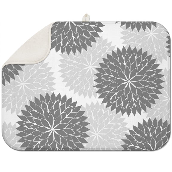 Boho floral dish drying mat 18x24 Inch, soft microfiber surface with vibrant design, ideal for drying dishes and kitchenware
