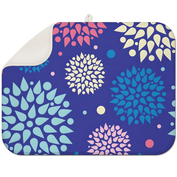 Boho floral dish drying mat 18x24 Inch with plush microfiber, absorbs moisture efficiently and protects kitchen surfaces