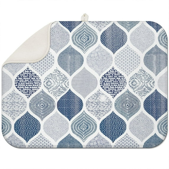 Boho floral kitchen drying mat 18x24 Inch with thick plush microfiber, designed to keep countertops dry and neat