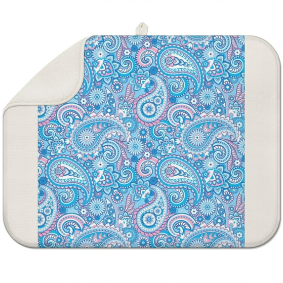 Boho floral kitchen mat 18x24 Inch crafted with soft microfiber, perfect for drying dishes, cups, and protecting counters from moisture