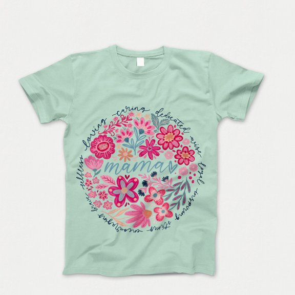 Boho floral mama T-shirt, Mom Adjectives Shirt, she is mom Tshirt, mama sublimation Tee, Abstract Floral Mothers day Gift , Gift for Mom Tee Top