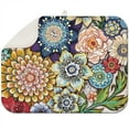 thumbnail image 1 of Boho floral microfiber kitchen drying mat 18x24 Inch, washable, foldable and protective for countertop surfaces, 1 of 5