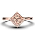 thumbnail image 1 of Boho & hippie 1.50 Carat Princess Cut Morganite And Diamond Moissanite Dainty Engagement Ring, Classic Wedding Ring in 10k Solid Rose Gold, Gift For Her, Promise Ring, Anniversary Ring, 1 of 3