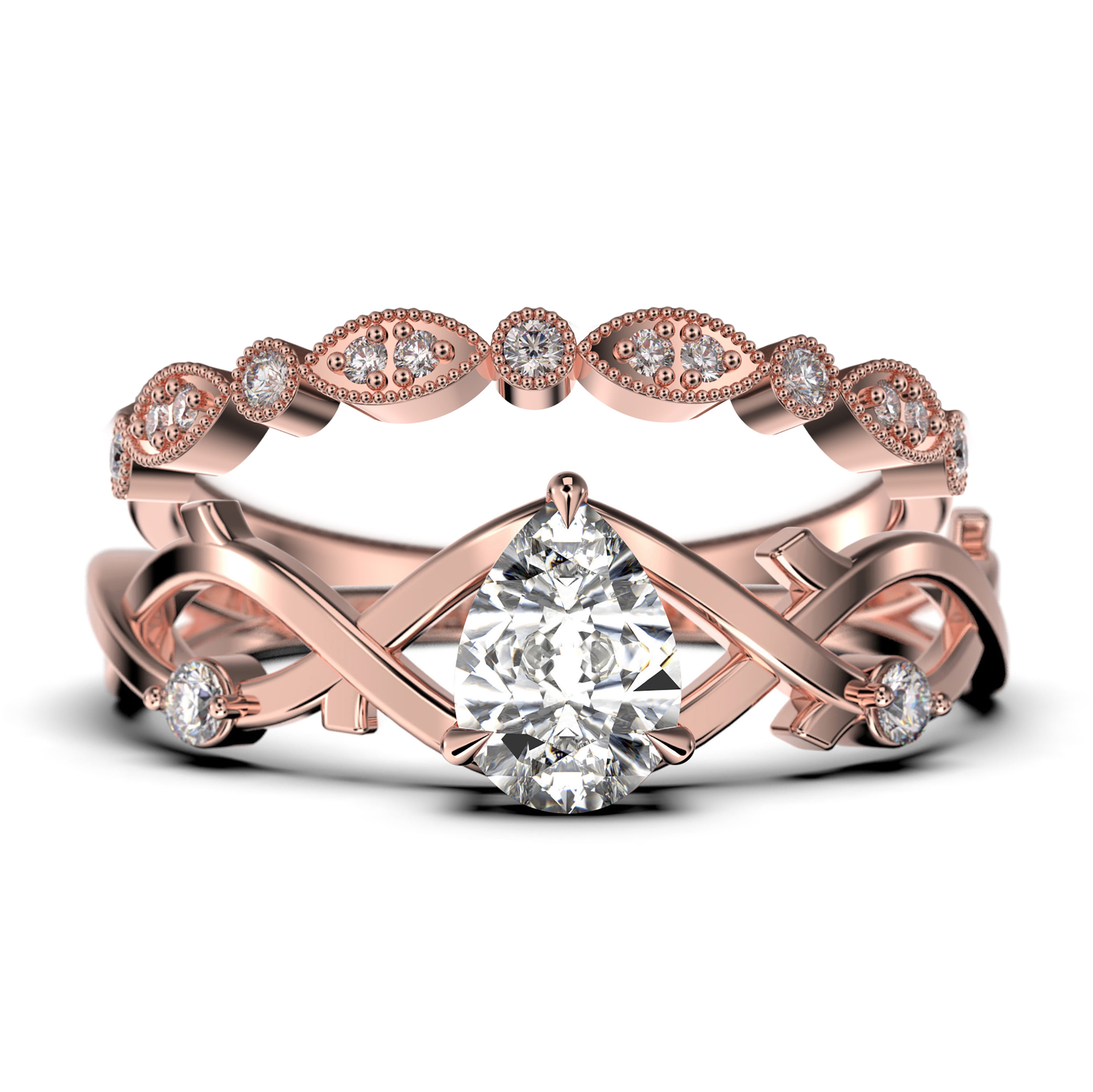 Hippie wedding shop ring sets